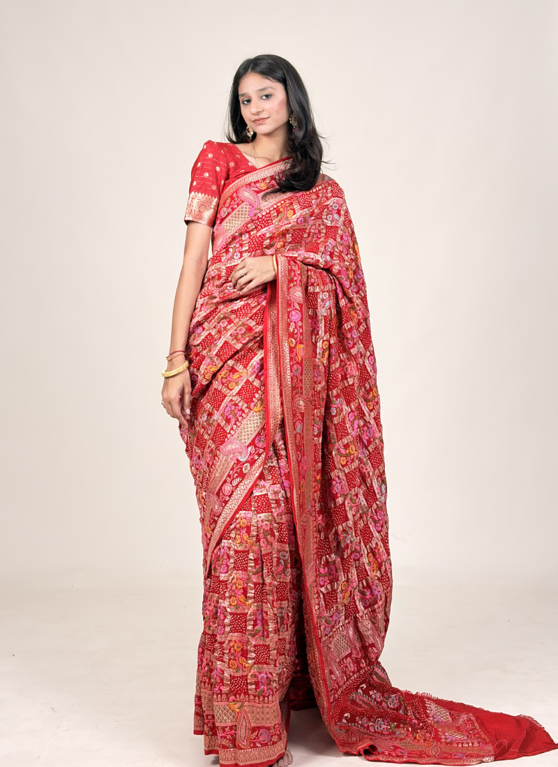 Peacock and Floral Saree