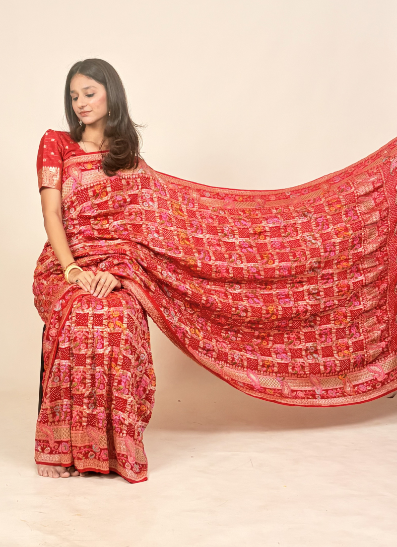 Peacock and Floral Saree