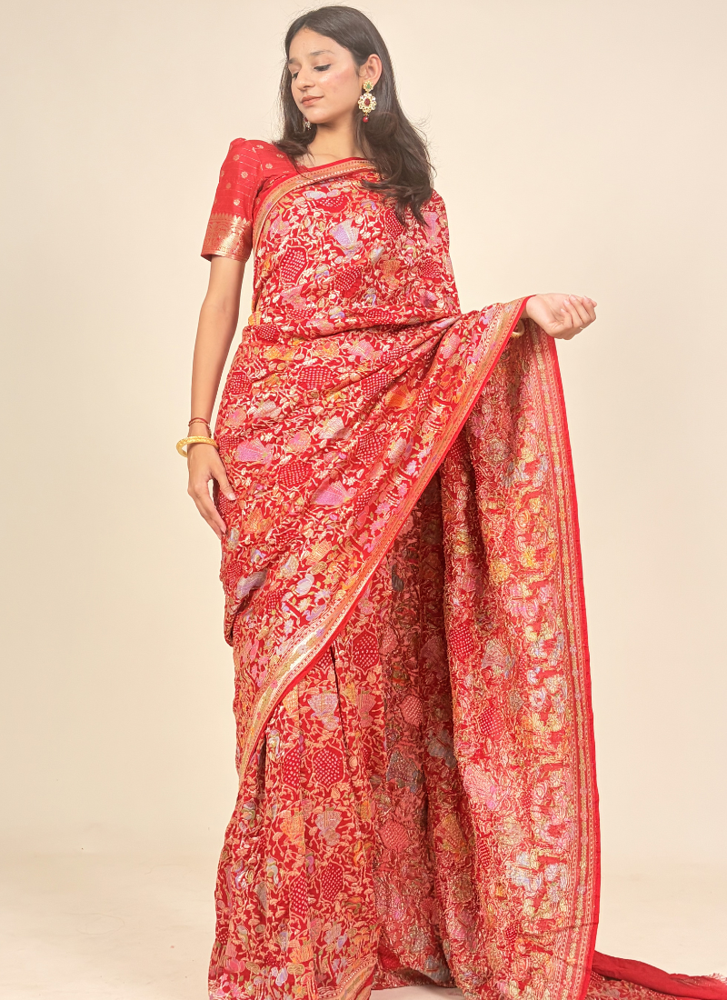 Srinathji Pallu Bandhej Saree