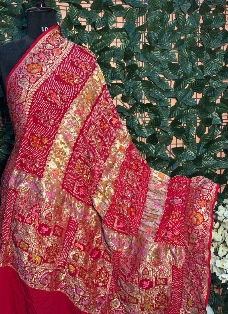 Handwoven Kadva Zari Chauthera Dupatta
