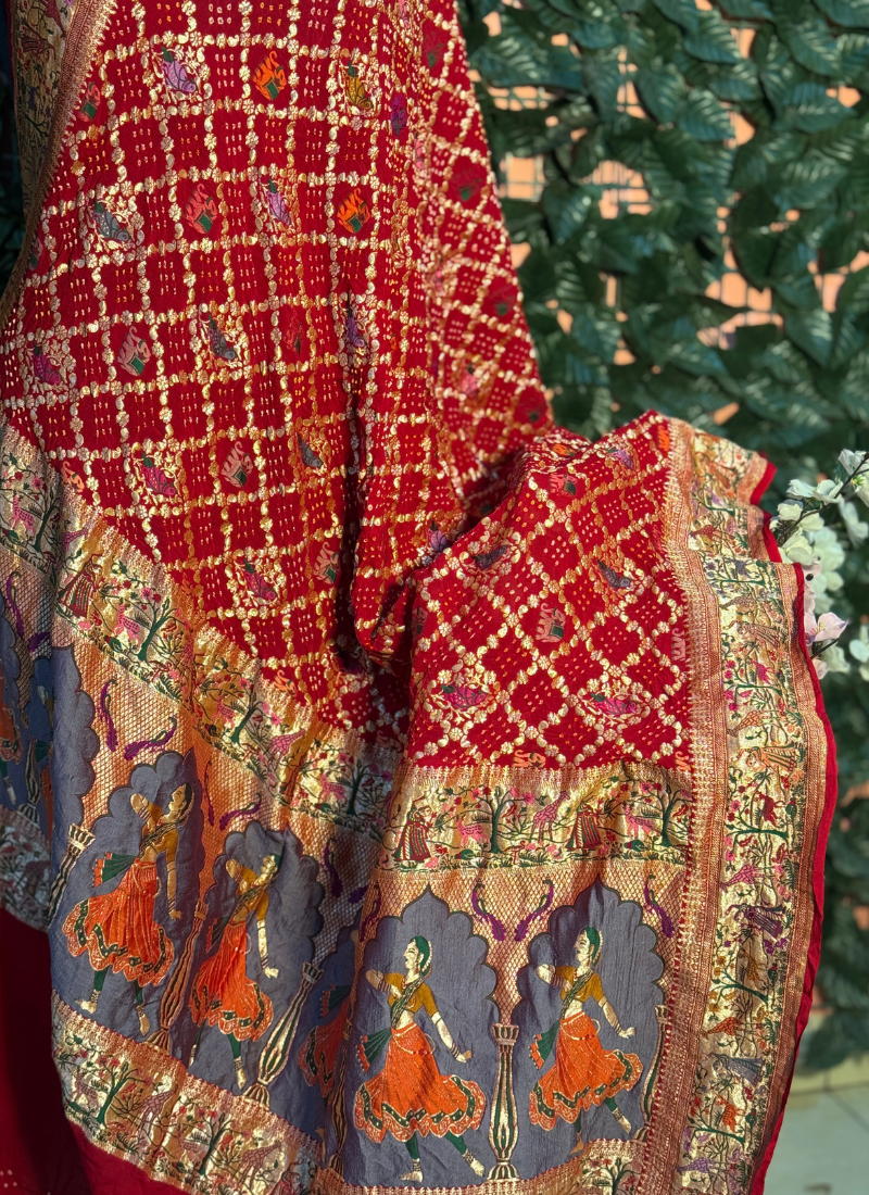 Tested Zari Tilfi Paithani Saree - Red Color