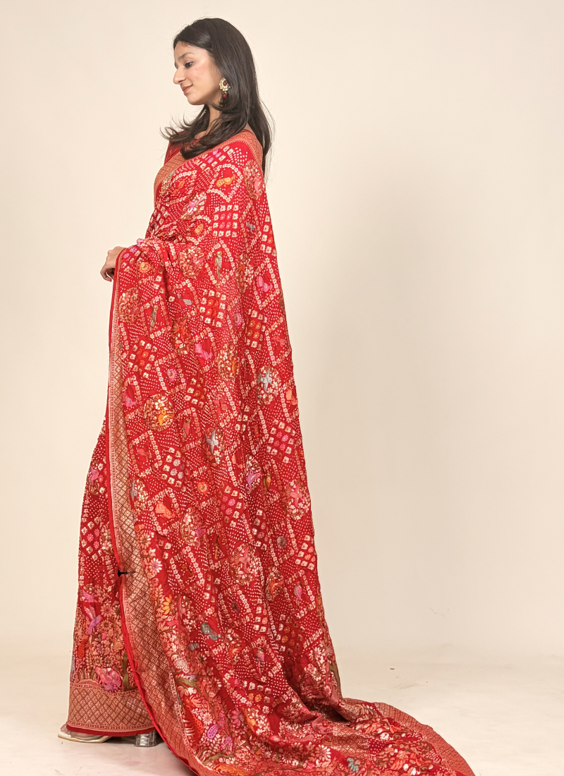 Handwoven Kadva Zari Chauthera Saree