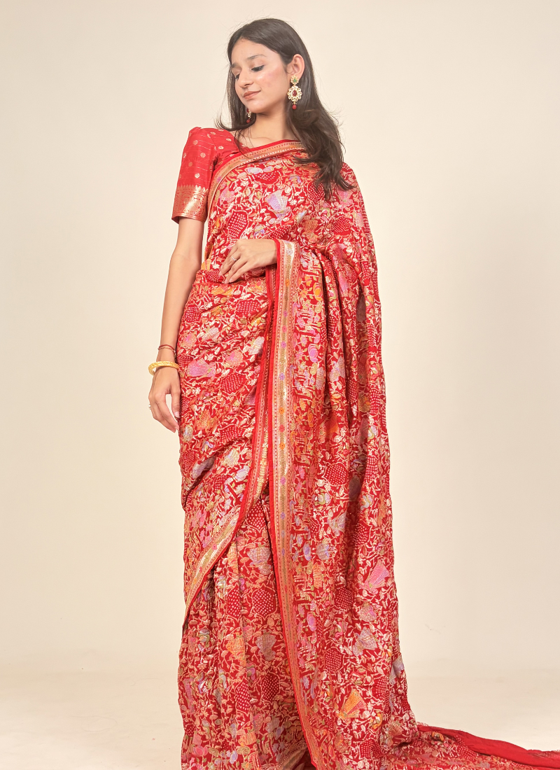 Srinathji Pallu Bandhej Saree