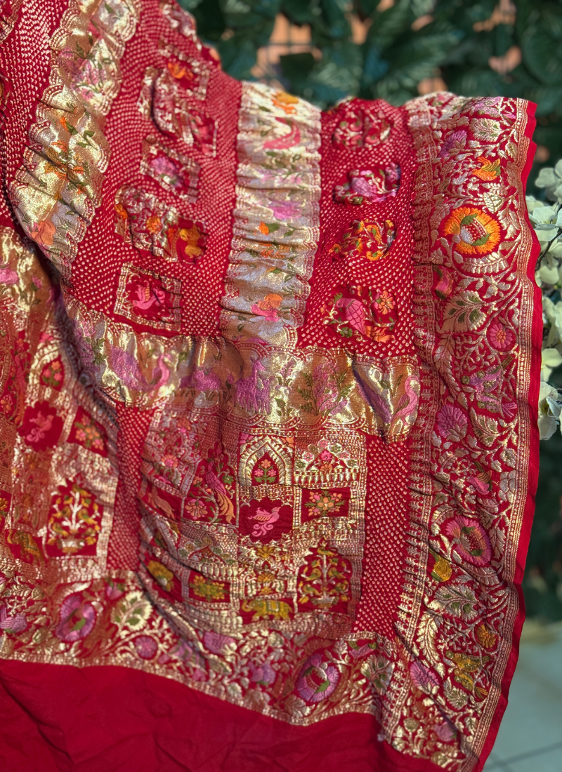 Handwoven Kadva Zari Chauthera Dupatta