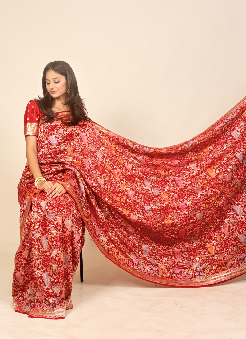 Srinathji Pallu Bandhej Saree