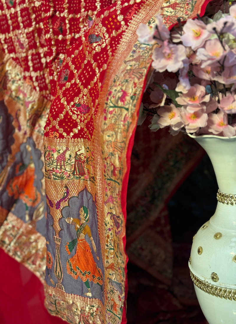 Tested Zari Tilfi Paithani Saree - Red Color