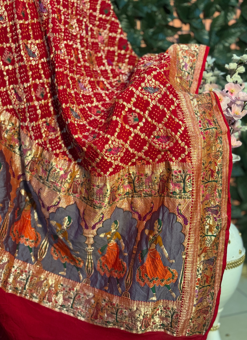 Tested Zari Tilfi Paithani Saree - Red Color