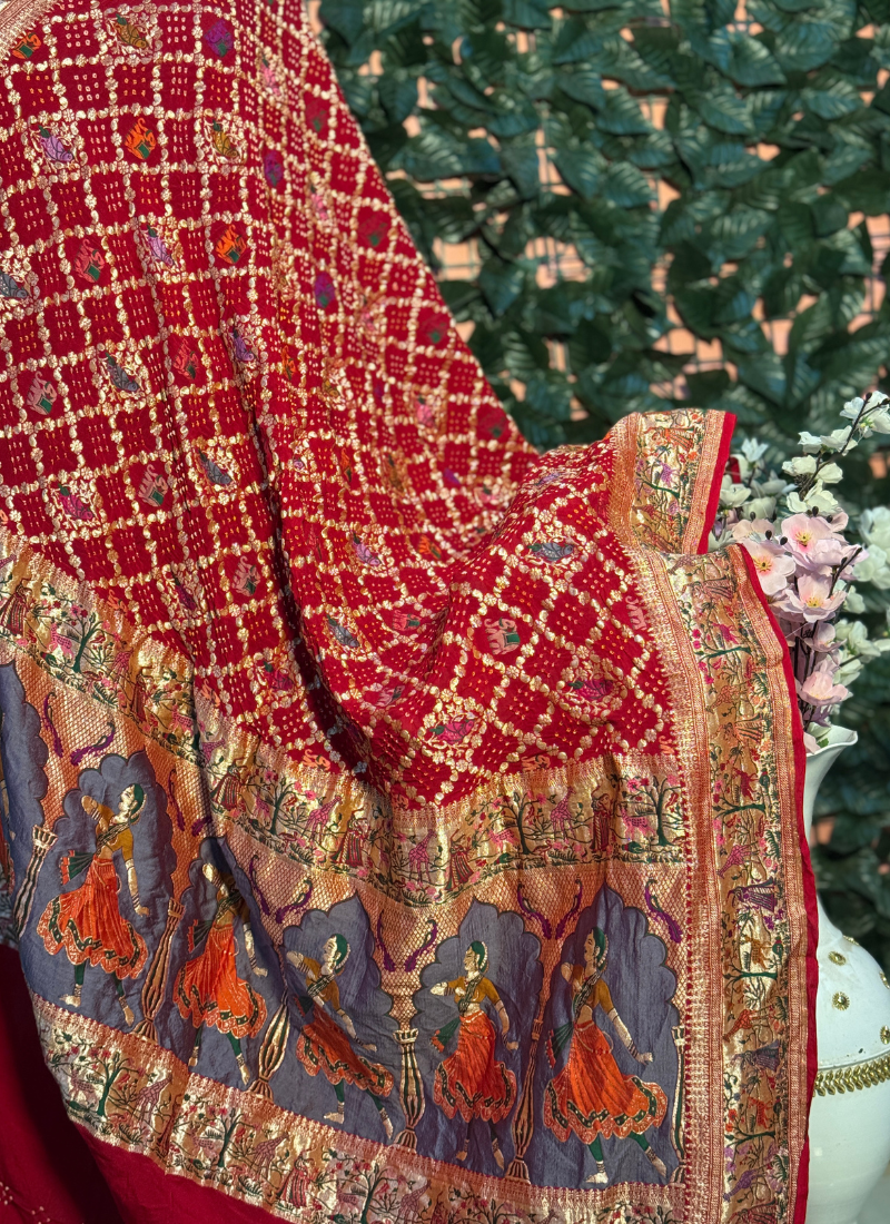 Tested Zari Tilfi Paithani Saree - Red Color