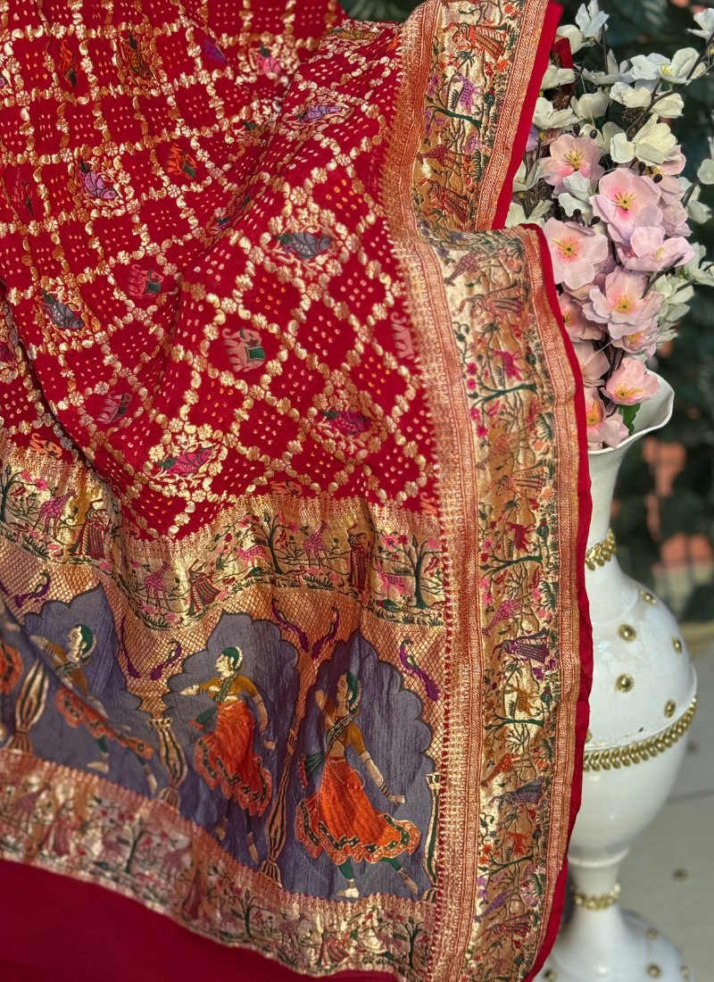 Tested Zari Tilfi Paithani Saree - Red Color